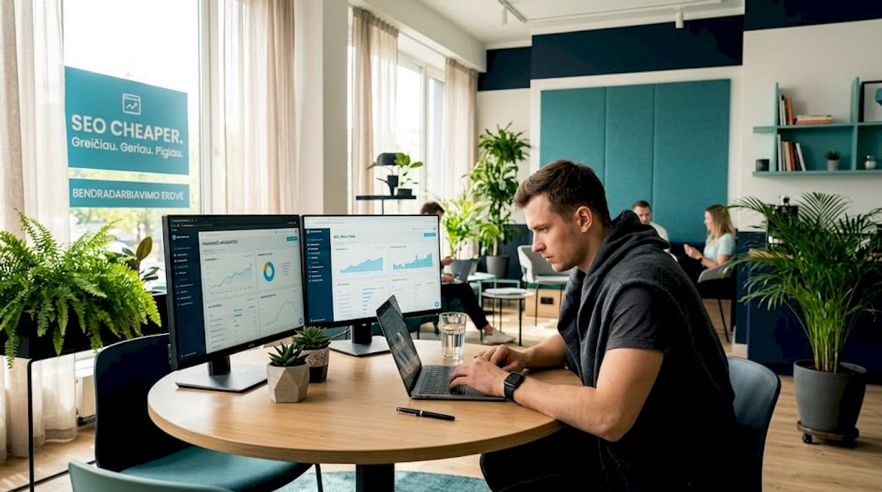 Startuolio įkūrėjas gilinasi į SEO ir fintech duomenų analizę, ieškodamas būdų, kaip pagerinti įmonės matomumą internete ir suprasti finansinių technologijų rinkos tendencijas.