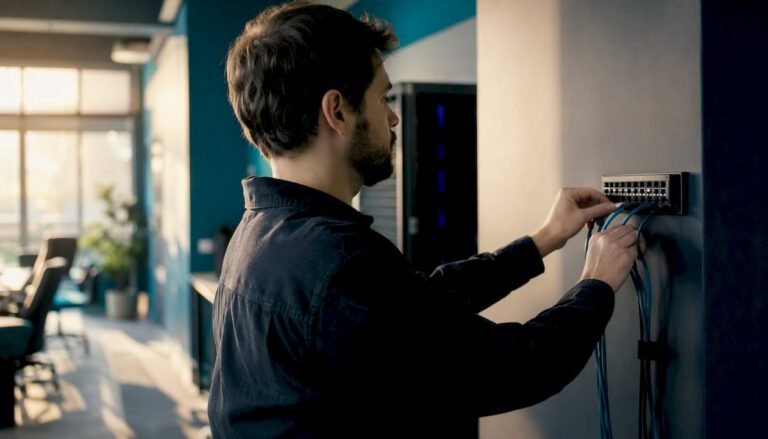 Rankos prijungia tinklo laidą prie serverio